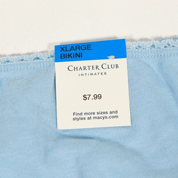 NWT Charter Club Bikini Panty Size XL in Light Blue - Picture 3 of 9